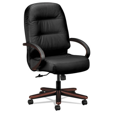 HON® Pillow-soft 2190 Series Executive High-back Chair, Supports 300 Lb, 16.75" To 21.25" Seat, Black Seat-back, Mahogany Base freeshipping - TVN Wholesale